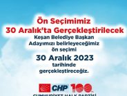 Keşan Belediye Başkan Aday Adayları Ön Seçimi 30 Aralık’ta..