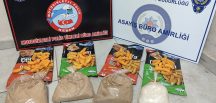 Cips poşetlerinde 3 kilo eroin yakalandı..