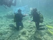 Saros Körfezi’nde su altında evlilik teklifi…